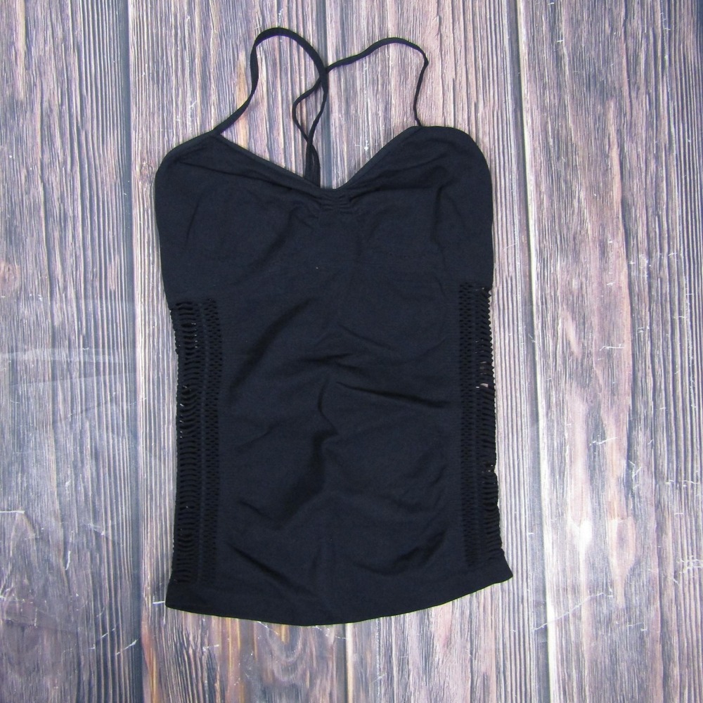 NUX Revive Tank Top Womens Small Black Strappy Athletic Yoga Workout Stretch Gym